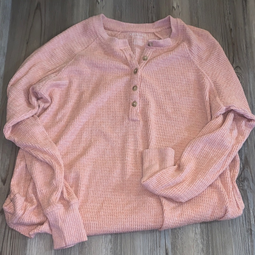 American Eagle Outfitters Men's Light Pink Crewneck Sweater